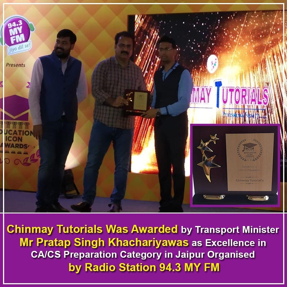 Awarded by My FM for best Coaching 2019